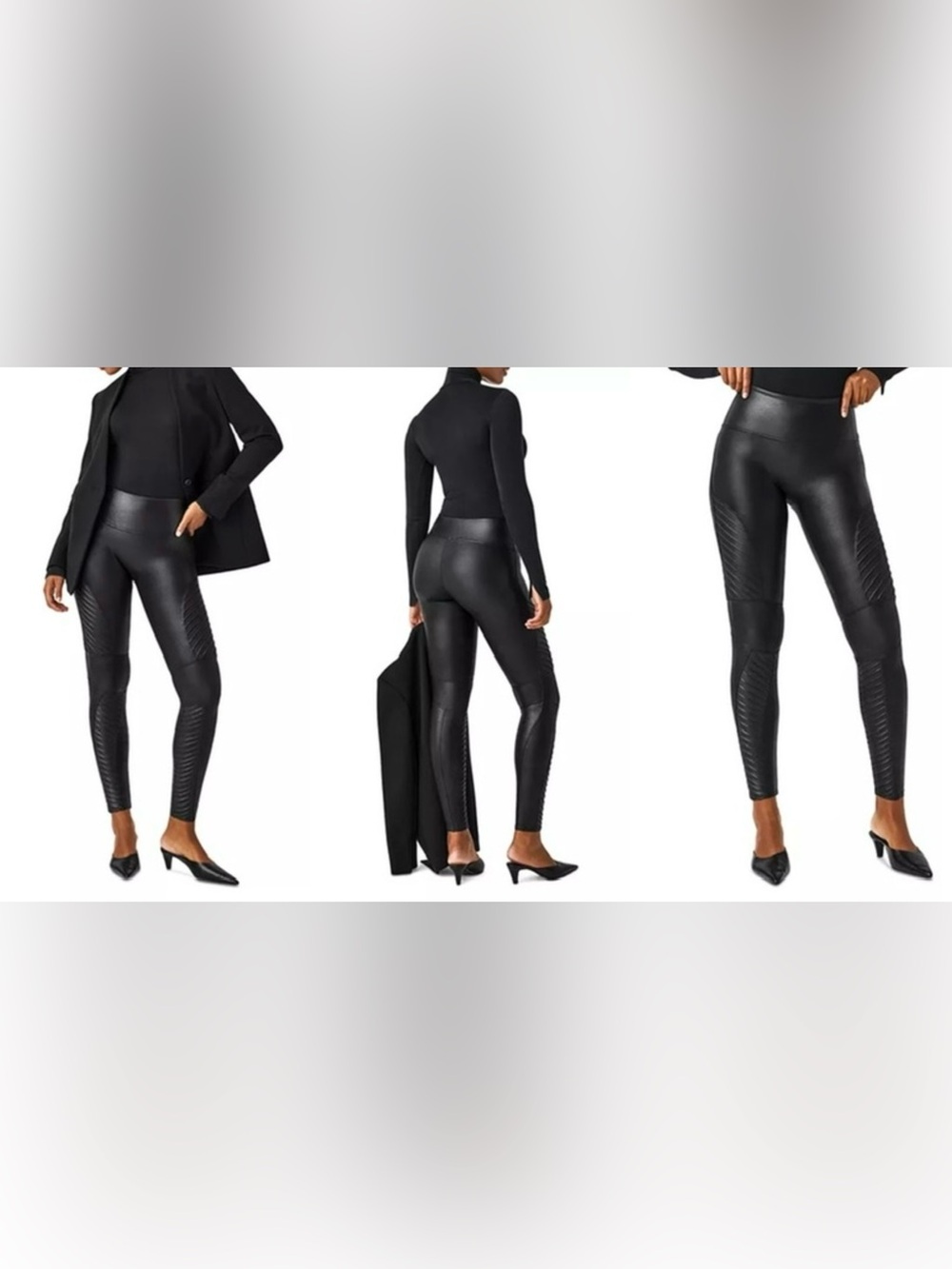 Black Spanx Moto Faux Leather Leggings size XL